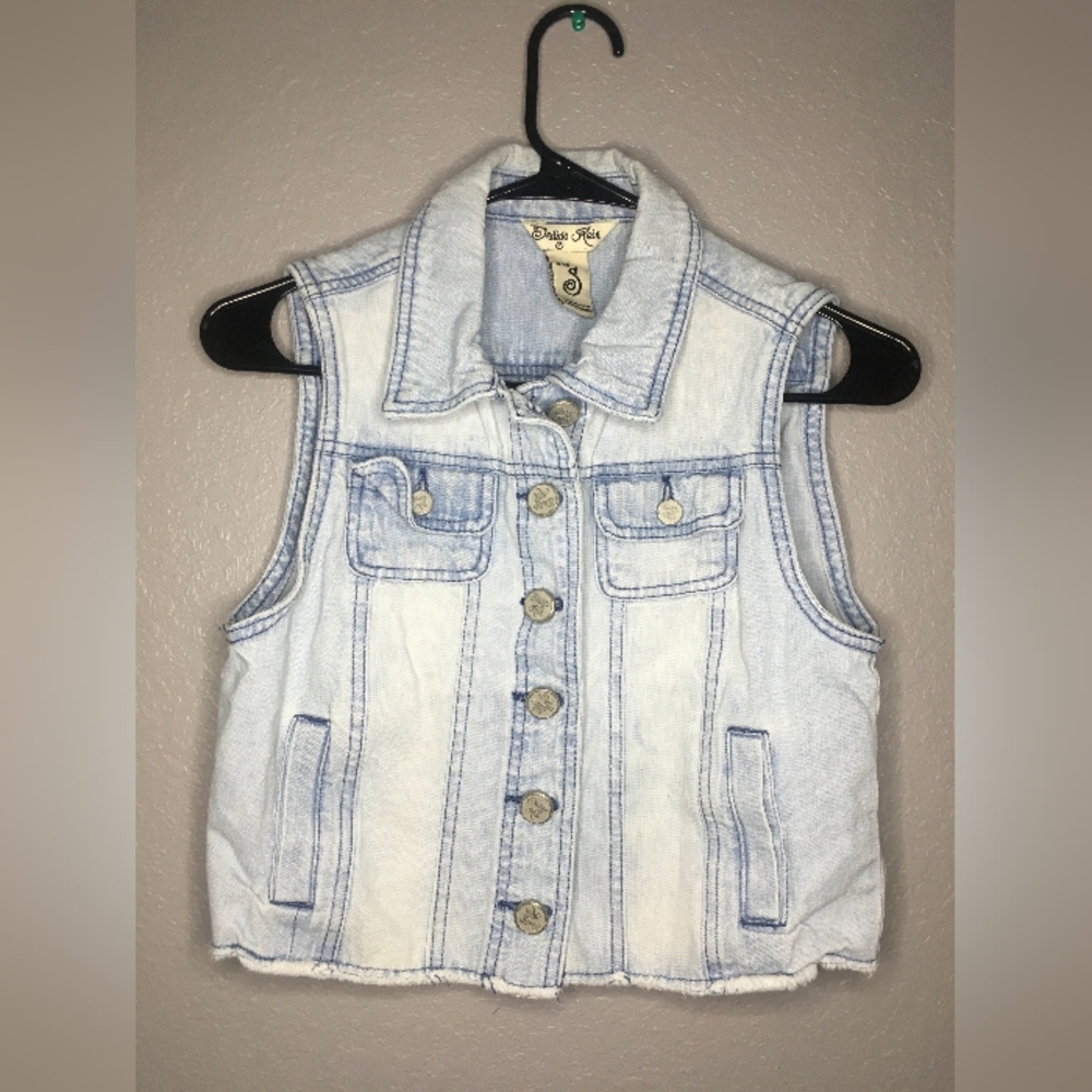 Denim Sleeveless Jean Vest with Button Front